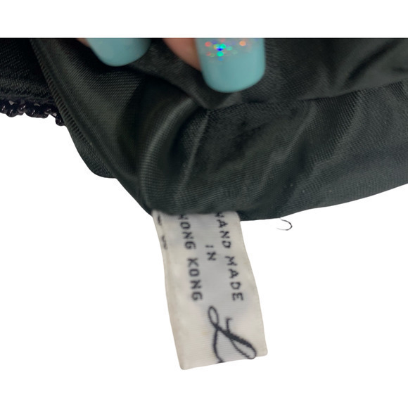 LA REGALE Black Beaded Evening Hand Bag w/Shoulder‎ Chain Strap - Picture 9 of 11